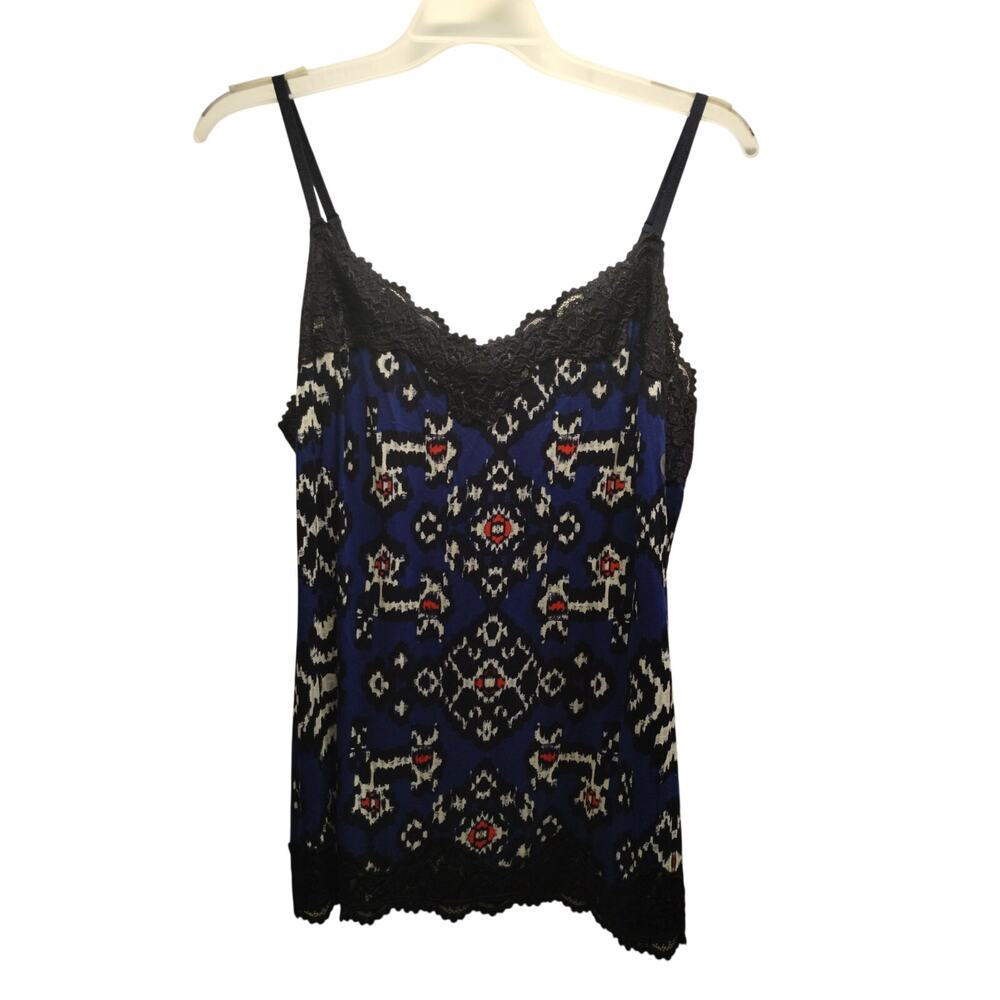 Lane Bryant NWT Size 18/20 Lace Cami Blue Ikat Geometric Soft Stretch Tank Top